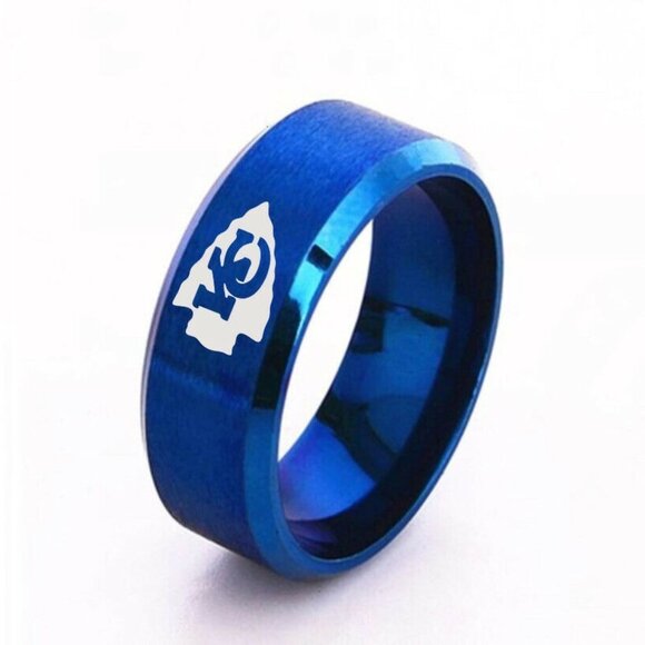 Kansas City‎ Chiefs Blue Stainless Steel Ring - Picture 1 of 1